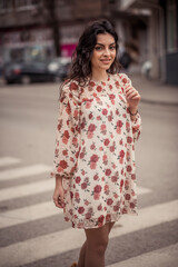 woman walking in the city