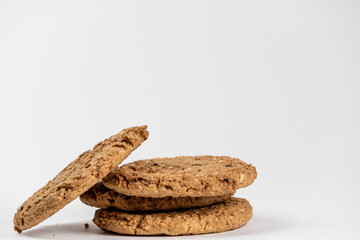 Homemade, sweet croutons against white background