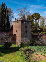 detail of the Alhambra gardens in granada, Spain