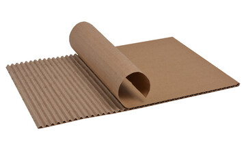 Brown corrugated cardboard isolated on a white background