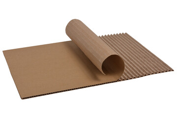 Brown corrugated cardboard isolated on a white background