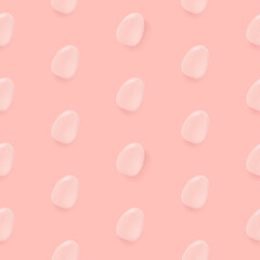 Vector soft pastel pink seamless background with flat lay eggs. Happy easter seamless wrapping paper pattern. Easter layout or banner with space for text