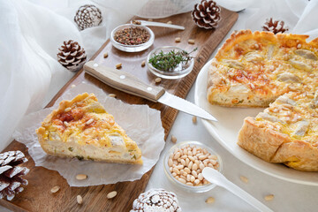 Close-up of a home-made quiche Lorraine