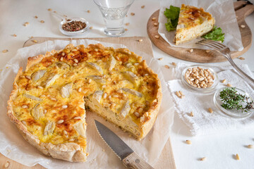 Close-up of a home-made quiche Lorraine