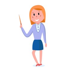 Profession. Vector illustration. Woman teacher. Online teaching. Character, Daily work poster for business. Flat
