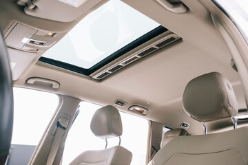 A panoramic roof in the car.
