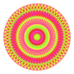 Creative multicolored points round symbol. Abstract symmetrical logo. Mosaic colorful beautiful beads. Circle dots modern pixel floral art icon. Colored pattern ornament wheel decorative illustration.