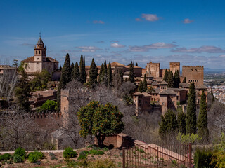 Jardines del Generalife with a view to the Alhambra in Granada, Spain