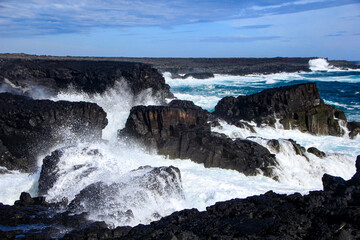 Stormy shore at the coastline near Brimketill, Reykjanes, Iceland