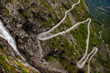 Iconic serpentines of Trollstigen mountain road, Norway