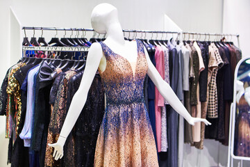 Evening women's dress on a mannequin