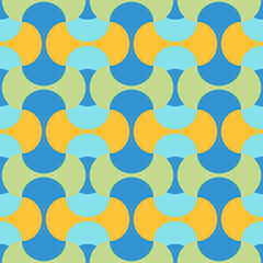 Seamless pastel pattern. Template for fabric or wrapping. Textile design. Optical illusions. Pastel colors. Modern textile. Geometric. Stylish background for cards. Yellow, blue, olive color.