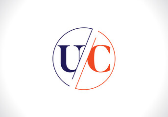 U C Letter Logo Design. Creative U C Letters icon vector.