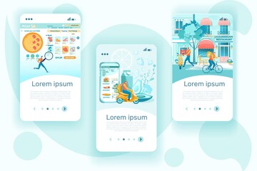 Pizza Online Buying Onboarding Screen Templates Vector Illustration