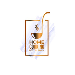 Home cooking watercolor logo with ladle on white - 421124339