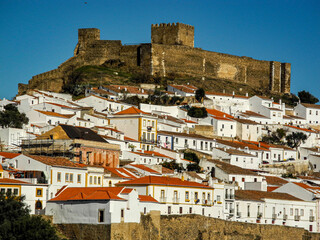 Fototapeta na wymiar Old town and castle of Mértola, situated above the Guadiana river, Alentejo, Portugal