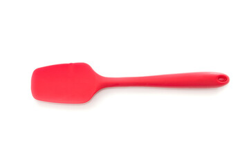 red silicone spatula isolated on white