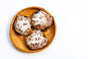 Steamed Banana Cake on white background.