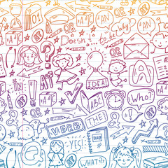 Concept of learning English. Flat design, vector pattern. English courses.