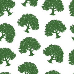 Green tree. Eco design. Seamless pattern. Vector illustration.