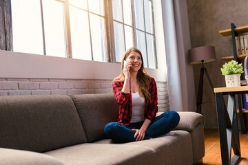 Girl does a call with her family, due to covid19 coronavirus.