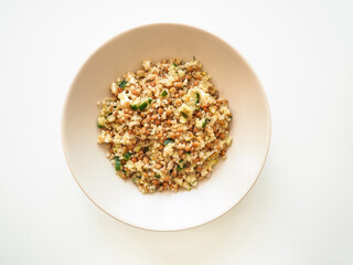 Quinoa and lentils salad in a plate