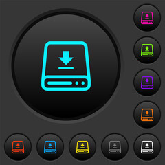 Download to hard drive dark push buttons with color icons