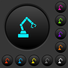 Robot arm dark push buttons with color icons