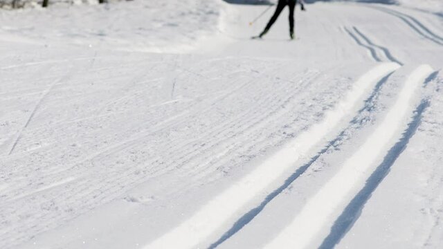 Skiing people during pandemic in Austria