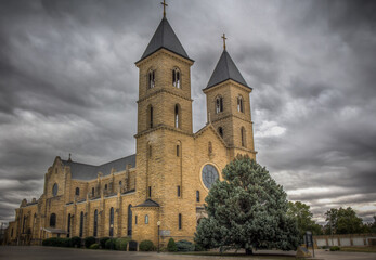 Fototapeta na wymiar St. Fidelis Basilica also known as the Cathedral of the Plains in Victoria, KS. The church was built between 1908 and 1911.