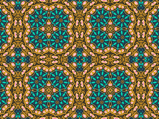 Wallpaper Geometric Seamless Ornament Abstract Pattern Green, Black, Blue, and Gold Yellow with Red Dots For print and Background. Geometric Tile Digital Paper.