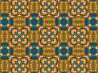 Wallpaper Geometric Seamless Ornament Abstract Pattern Green, Black, Blue, and Gold Yellow with Red Dots For print and Background. Geometric Tile Digital Paper.