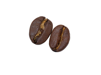 Roasted coffee beans, close-up. Coffee bean isolated on white