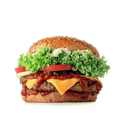 Fresh tasty burger isolated on white background