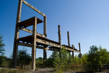 Chyhyryn Nuclear Power Plant. The building of the abandoned Ukrainian nuclear power plant Chigirinskaya. The ruins of buildings and structures. © Deniz