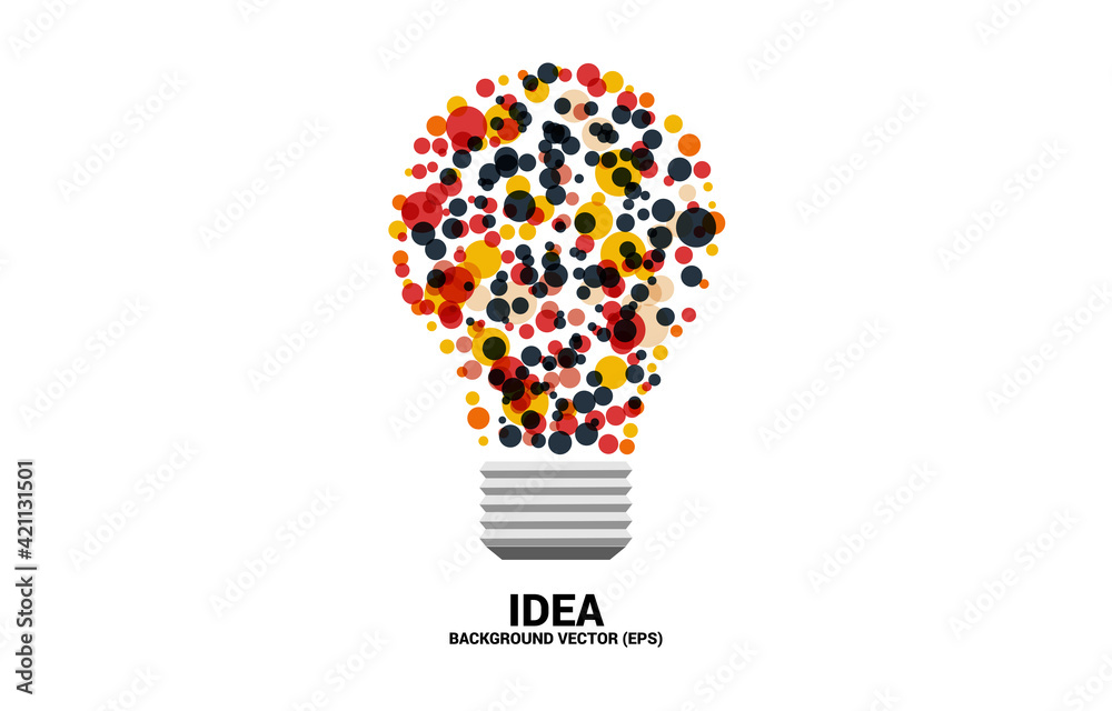 Poster vector light bulb from random dot. concept of business plan and creative idea.