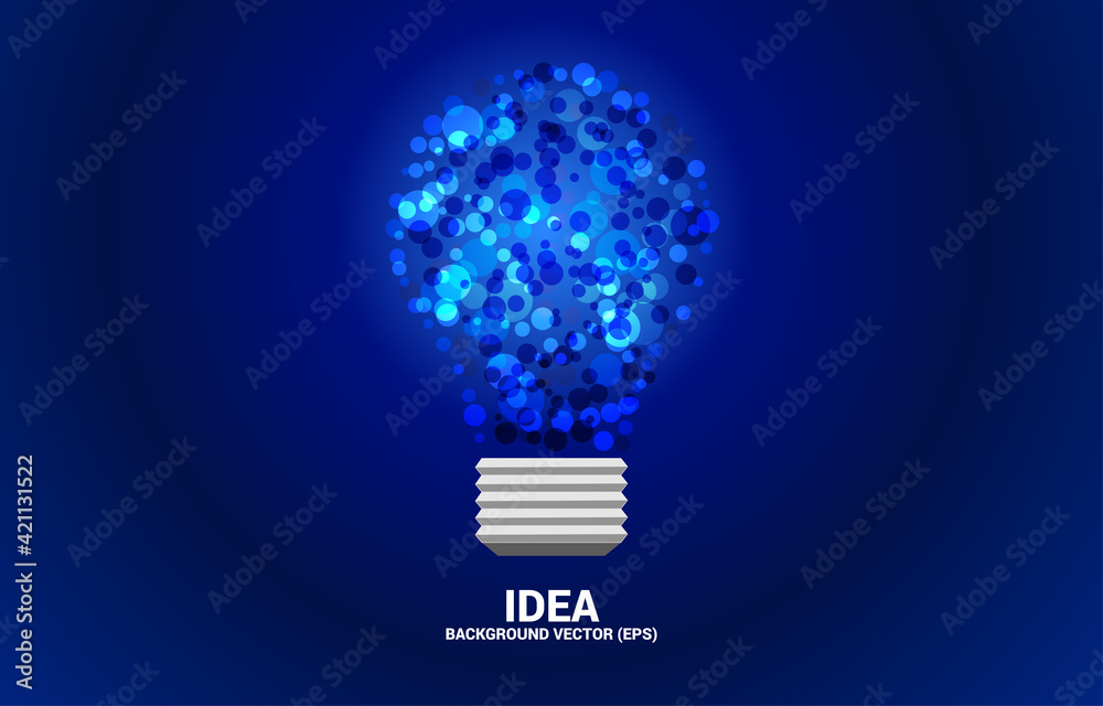 Poster vector light bulb from random dot. concept of business plan and creative idea.