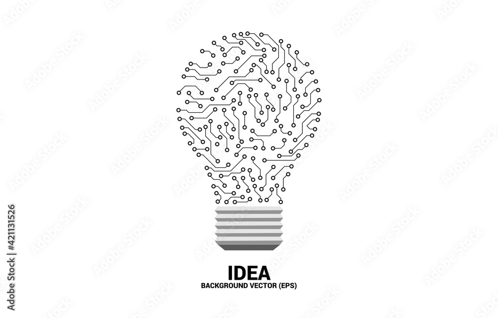 Poster vector light bulb from dot connect line circuit board. concept of business plan and creative idea.