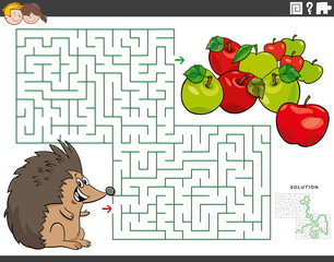 maze educational game with cartoon hedgehog and apples © Igor Zakowski
