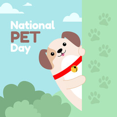 National pet day holiday social media post and card design with cute pets
