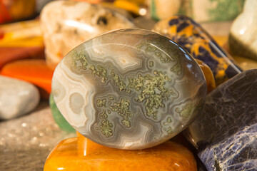 beautiful gemstones used for massage with wonderful shapes and colours