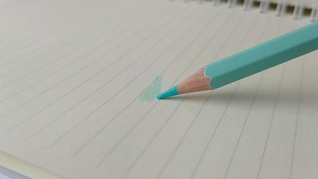 coloring a blank paper with the blue 