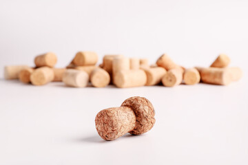 Champagne cork on white background, closeup