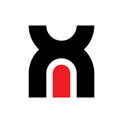 XM letter with door logo design vector