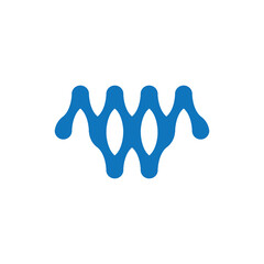 MWM letter with water wave logo design vector