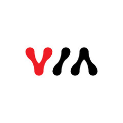 VM letter or VIA letter logo design vector