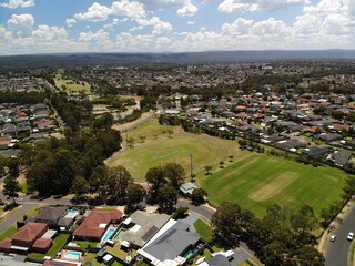 Drone image of suburban western sydney, australia