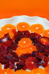 Slices of blood oranges and caracara oranges
