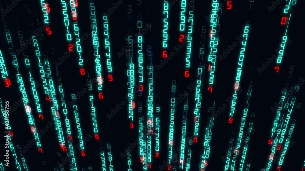Wall mural the flow of numbers and symbols in abstract cyberspace.