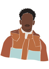 Fototapeta premium Black afro young man on the white isolated background. Abstract man female portrait.